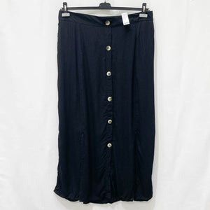 Evans Black Button Front Textured Maxi Skirt UK 20
