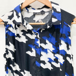 George Black Mix Patterned Sleeveless Short Shirt Dress UK 12