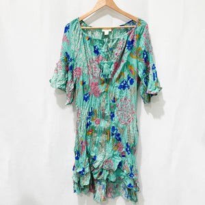 Loralette by City Chic Green Printed Relaxed Crinkle Dress UK 14