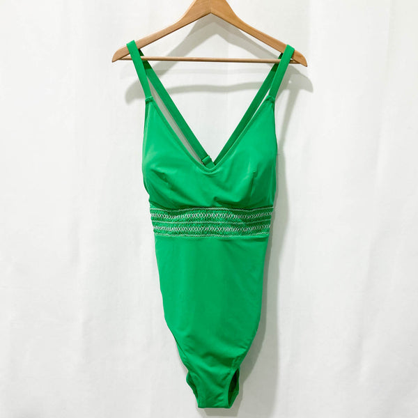 City Chic Green Shirred One Piece Swimsuit UK 20