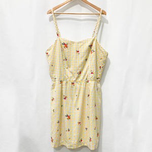 City Chic Yellow Gingham Floral Print Knee Length Sleeveless Dress UK 20
