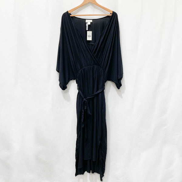 Loralette by City Chic Black Faux Wrap V-Neck Maxi Dress UK 22/24