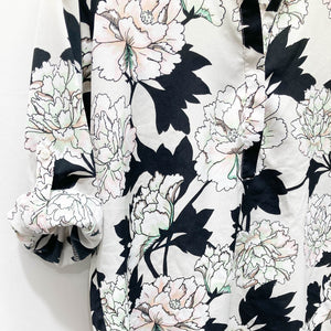 Dorothy Perkins Floral Print 3/4 Button Tab Sleeve Notch Neck Blouse UK 12