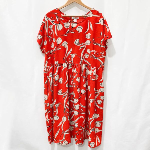 Loralette by City Chic Orange Floral Print Short Sleeve Dress UK 18