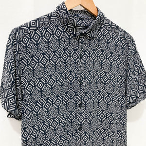 Peacocks Black & White Print Short Sleeve Casual Lightweight Shirt M