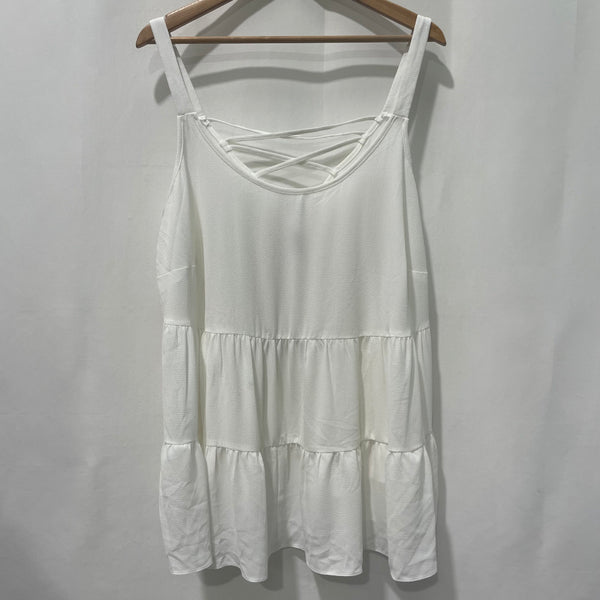 Evans White Strappy Tiered Tank Top UK20
