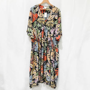 Loralette by City Chic Palm Print V-Neck Hi-Lo Hem Maxi Dress UK 14