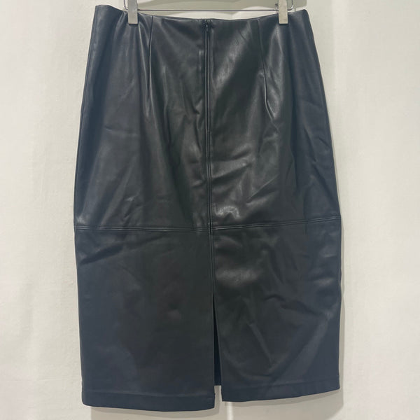 Capsule Black Pleather PU Leather Pencil Midi Skirt UK14
