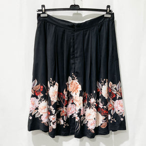 City Chic Black Floral Print Fit & Flare Skirt UK 18