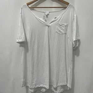 Avenue White Cotton Split Neck T-shirt UK22/24