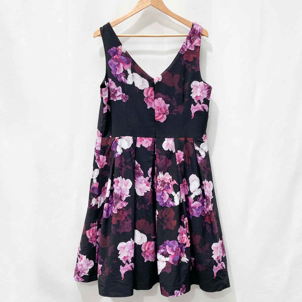 City Chic Black Pink Graphic Floral Print Occasion Dress 18
