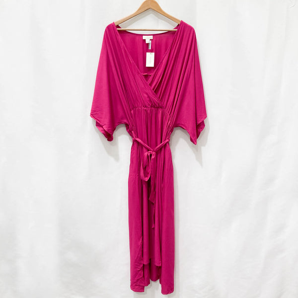 Loralette by City Chic Pink Plain Faux Wrap Maxi Dress UK 20 