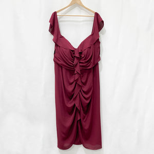 City Chic Garnet Red Off-Shoulder Ruffle Dress UK 24