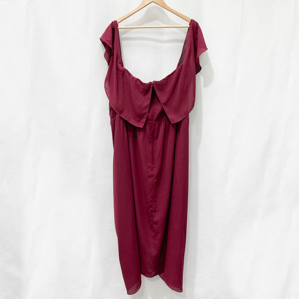City Chic Garnet Red Off-Shoulder Ruffle Dress UK 24
