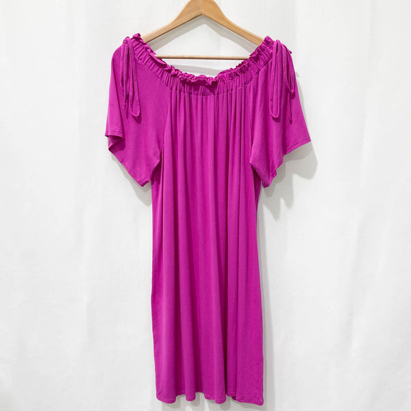 George Fuchsia Pink Off-Shoulder Short Sleeve Jersey Dress UK 18