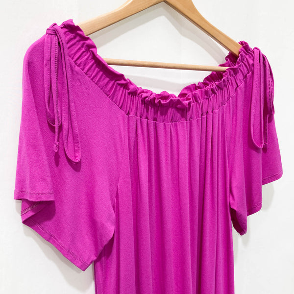 George Fuchsia Pink Off-Shoulder Short Sleeve Jersey Dress UK 18
