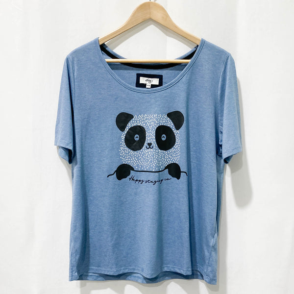 Evans Blue Panda Cotton PJ Pyjama Sleepwear Top UK14/16