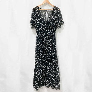 Evans Black Print V-Neck Maxi Dress UK24