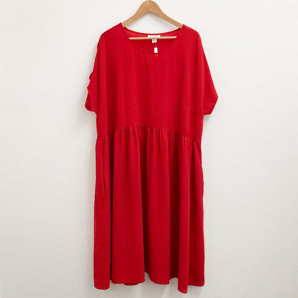 Loralette by City Chic Red Plain Short Sleeve Midi Dress UK 20 
