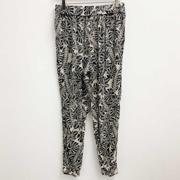 Warehouse Black & Beige Tropical Print Trousers UK10