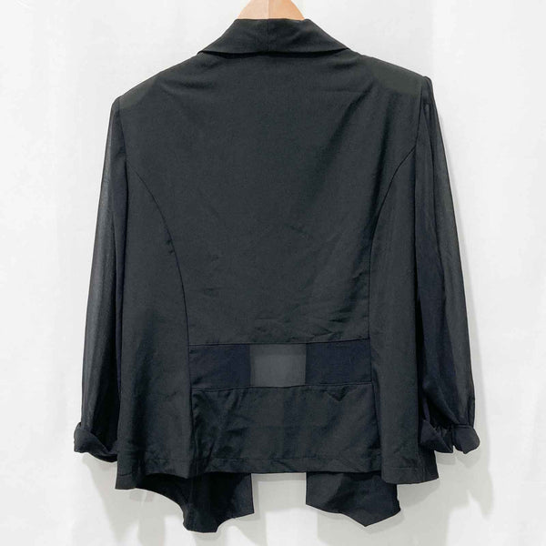 City Chic Black Drapey Sheer Sleeve Open Front Blazer Jacket UK 22