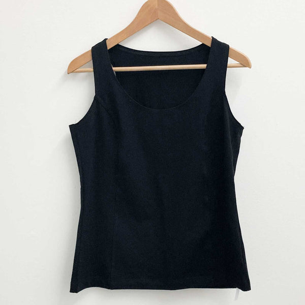 Gossypium Black Organic Cotton Blend Sleeveless Yoga Vest Top UK 18