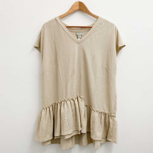 Zim & Zoe by City Chic Natural Beige Textured Tunic Top UK 18