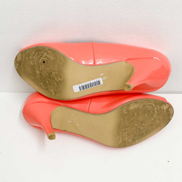 VivaLaDiva Coral Patent Peep Toe Court Shoes UK6