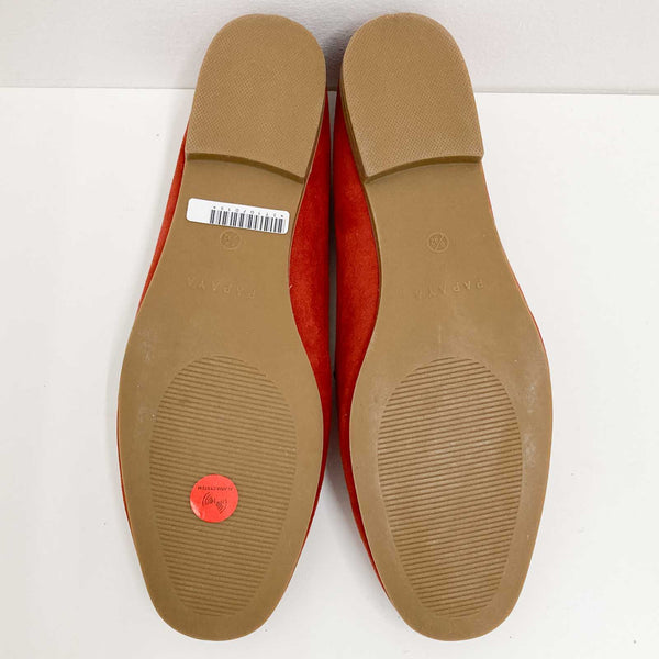 Papaya Rust Faux Suede Slip On Flat Loafers UK 8