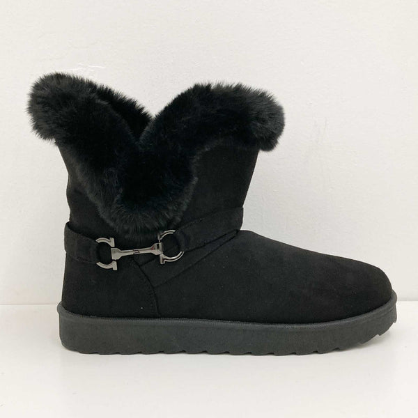 Cloudwalkers Black Faux Suede Fur Lined Ankle Boots UK 8