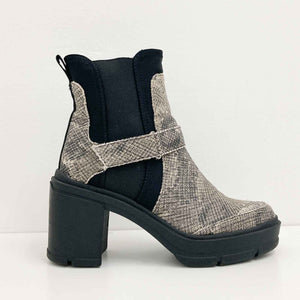 Rocket Dog Grey Faux Snakeskin Chunky Block Hell Ankle Boots UK 5