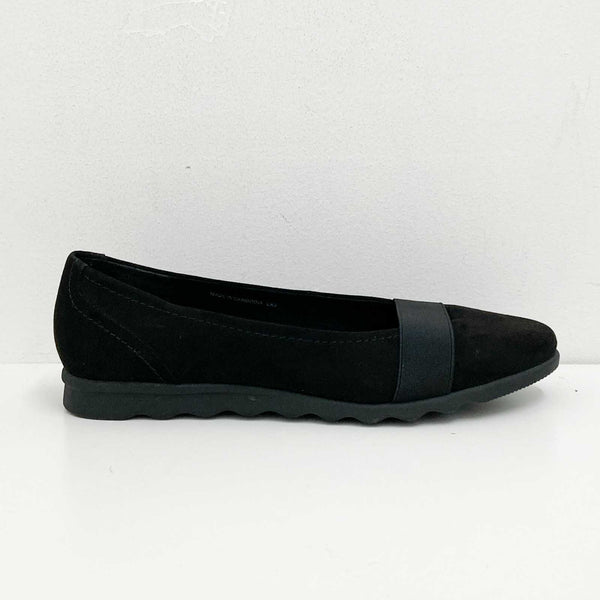 Evans Extra Wide Black Faux Suede Ballet Pump Shoes UK9