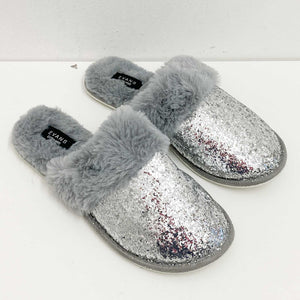 EXTRA WIDE FIT Sparkly Fur Slippers M