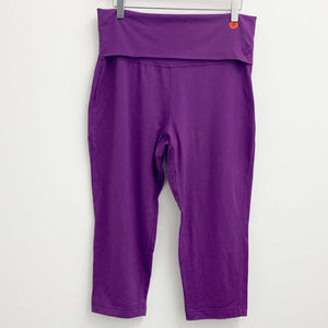 Gossypium Purple Cropped Organic Cotton Blend Yoga Leggings UK 18