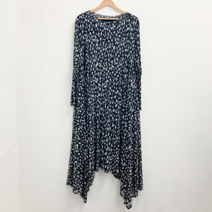 Arna York by City Chic Black Spot Print Mesh Sheer Sleeve Midi Dress UK 26/28
