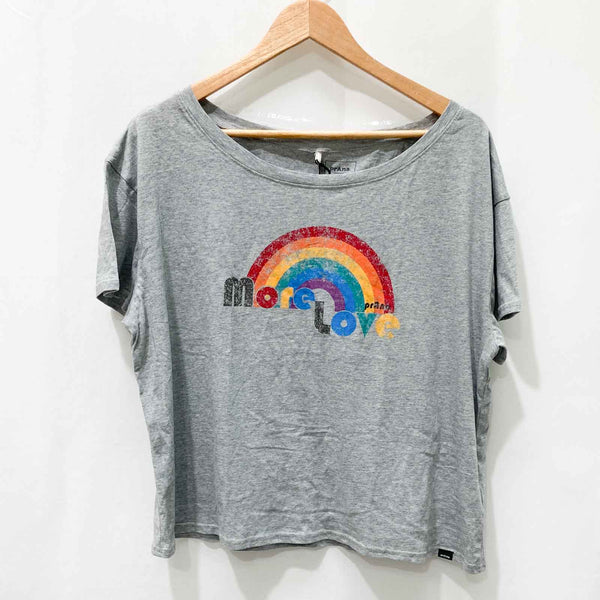 Prana Grey Organic More Love Rainbow Graphic T-Shirt UK L