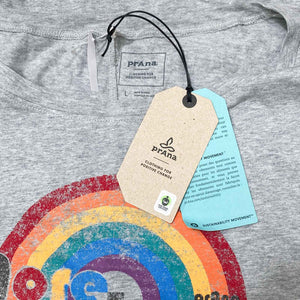 Prana Grey Organic More Love Rainbow Graphic T-Shirt UK L