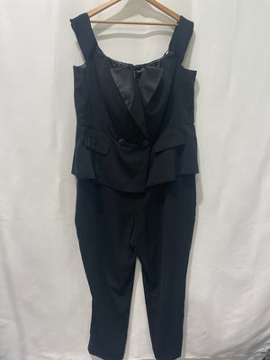 City Chic Black Tuxedo Jumpsuit XL/ UK22
