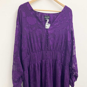 City Chic Purple Floral Applique V-Neck Maxi Dress UK 20