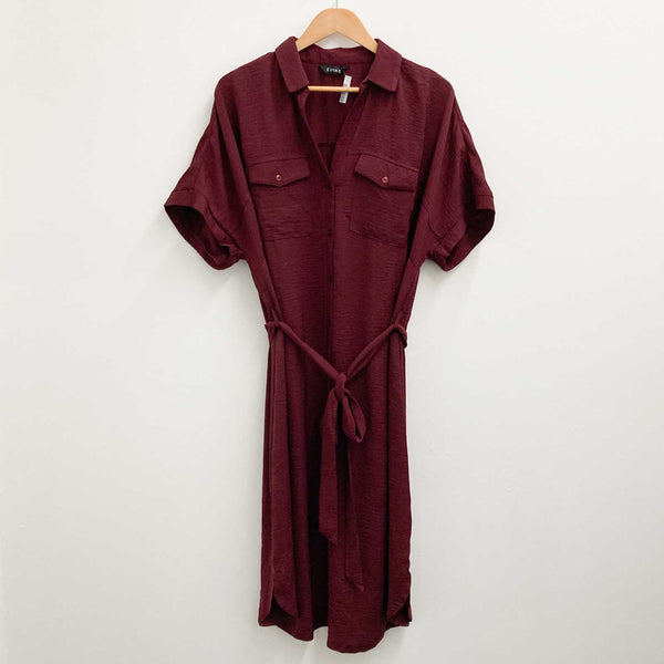 Evans Burgundy Midi Shirt Dress UK20