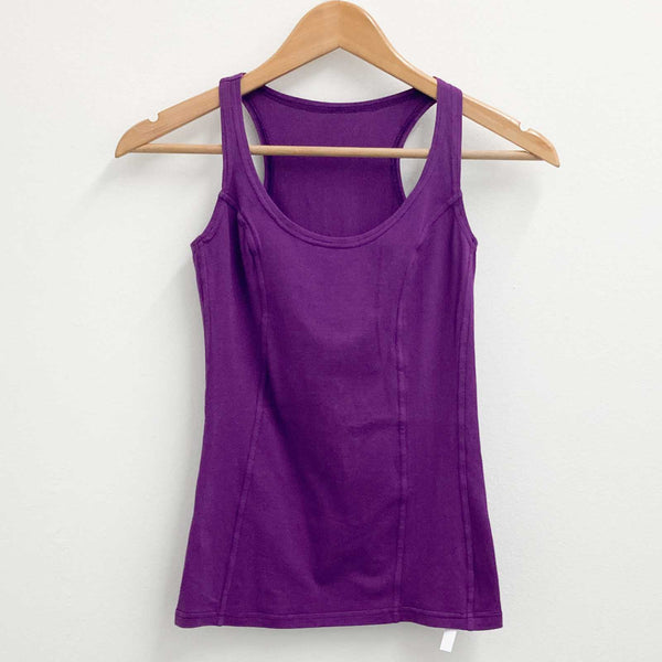 Gossypium Purple Organic Cotton Blend Sleeveless Yoga Vest Top UK 8