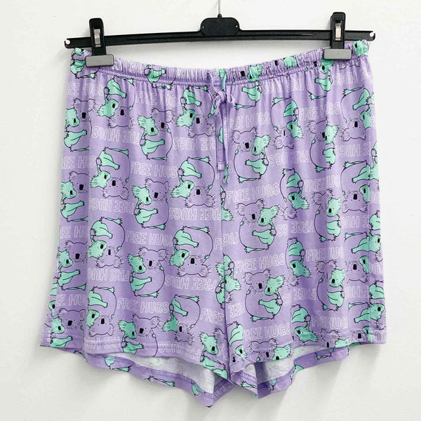 Avenue Lilac Koala Print Tie Waist Sleep Shorts UK 18/20