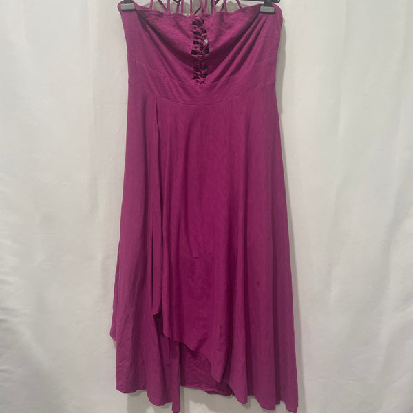 Evans Fuchsia Pink Plait Detail Cotton Maxi Dress M/ UK18
