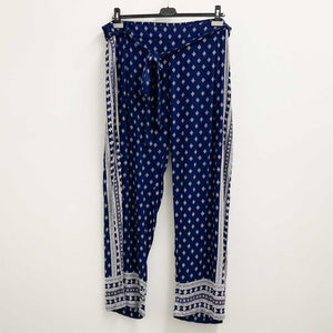 Avenue Navy Printed Relaxed Fit Belted Trousers UK 18