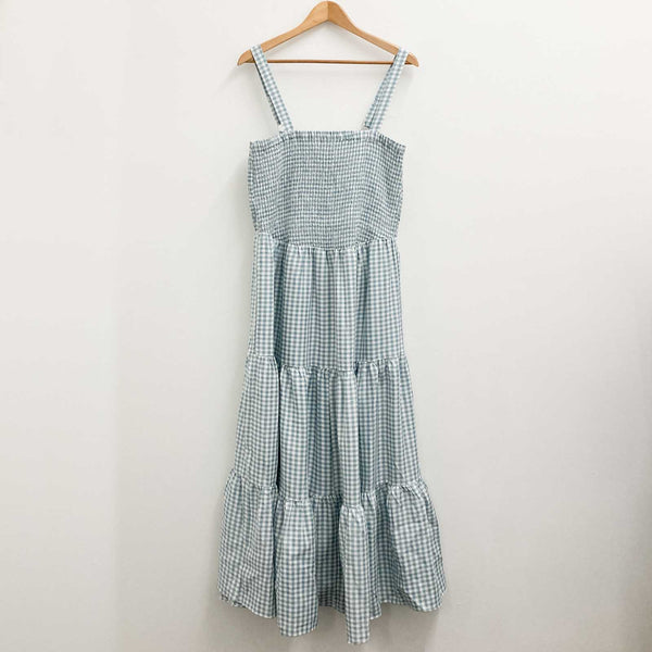 CCX by City Chic Green Gingham Sleeveless Tiered Maxi Dress UK 18