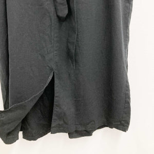 Evans Black Linen Blend Belted Front Split Midi Skirt UK 24