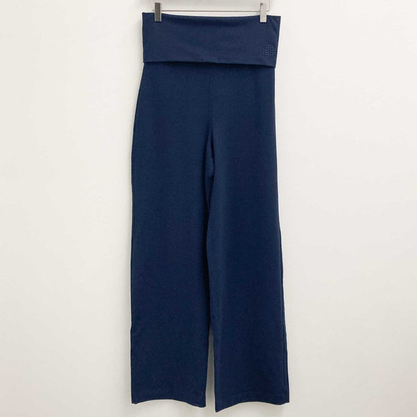 Gossypium Navy Blue Organic Cotton Wide Leg Yoga Pants UK 10