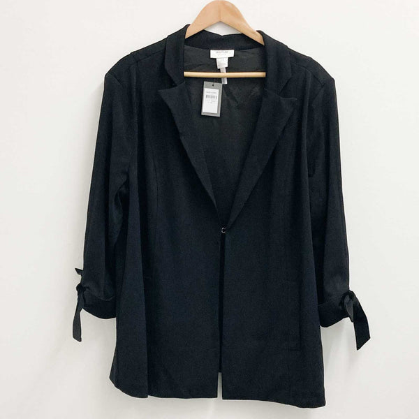 Avenue Black Tie Detail Sleeves Plain Jacket UK 20