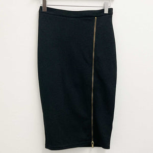 Lipsy Black Ribbed Zip Pencil Skirt UK6