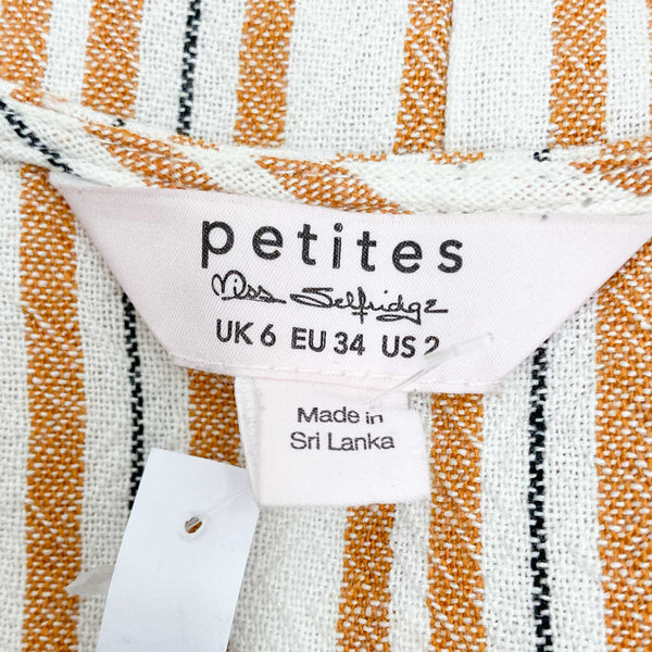 Miss Selfridge Petites White Striped Mini Wrap Dress UK6